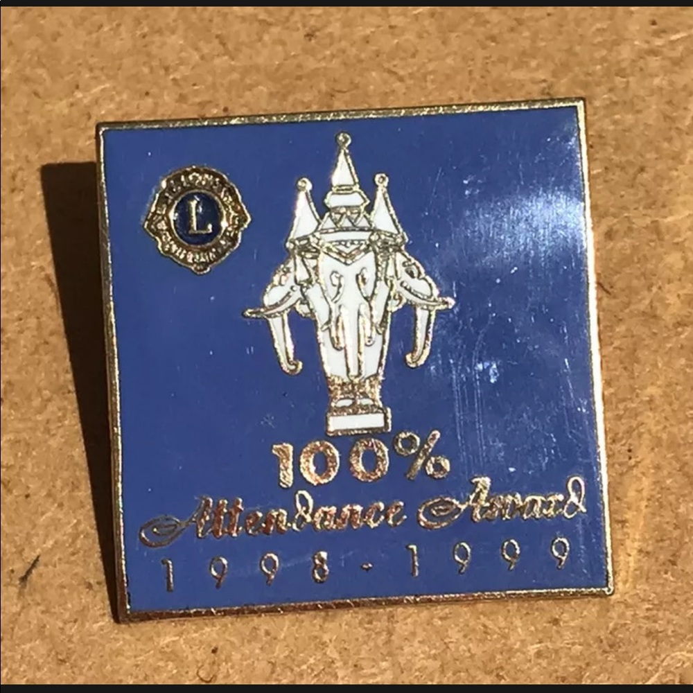 Vintage Enamel Lions Club International Attendance Award Lapel Pins 1998-1999